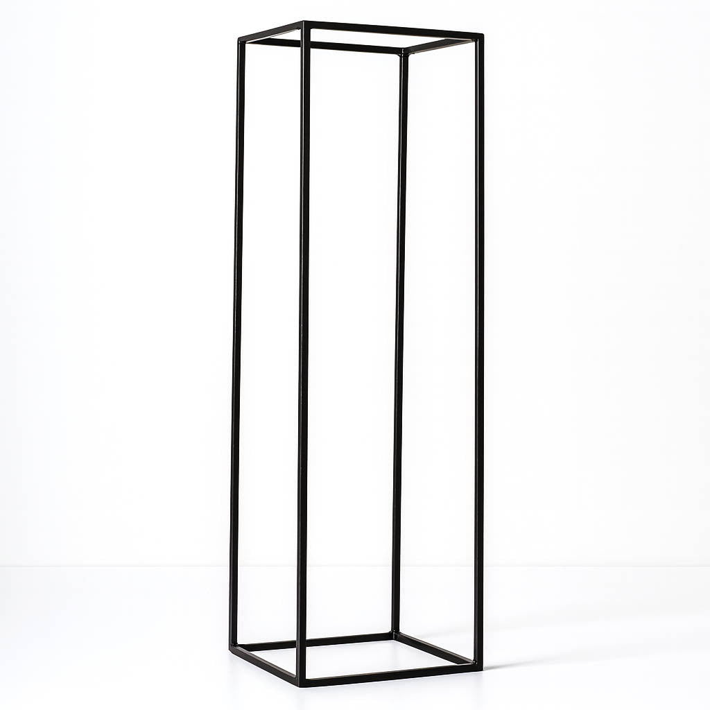 Matte Black 32" Rectangular Metal Flower Stands – 2-Pack Geometric Column Frames for Stylish Tablescapes