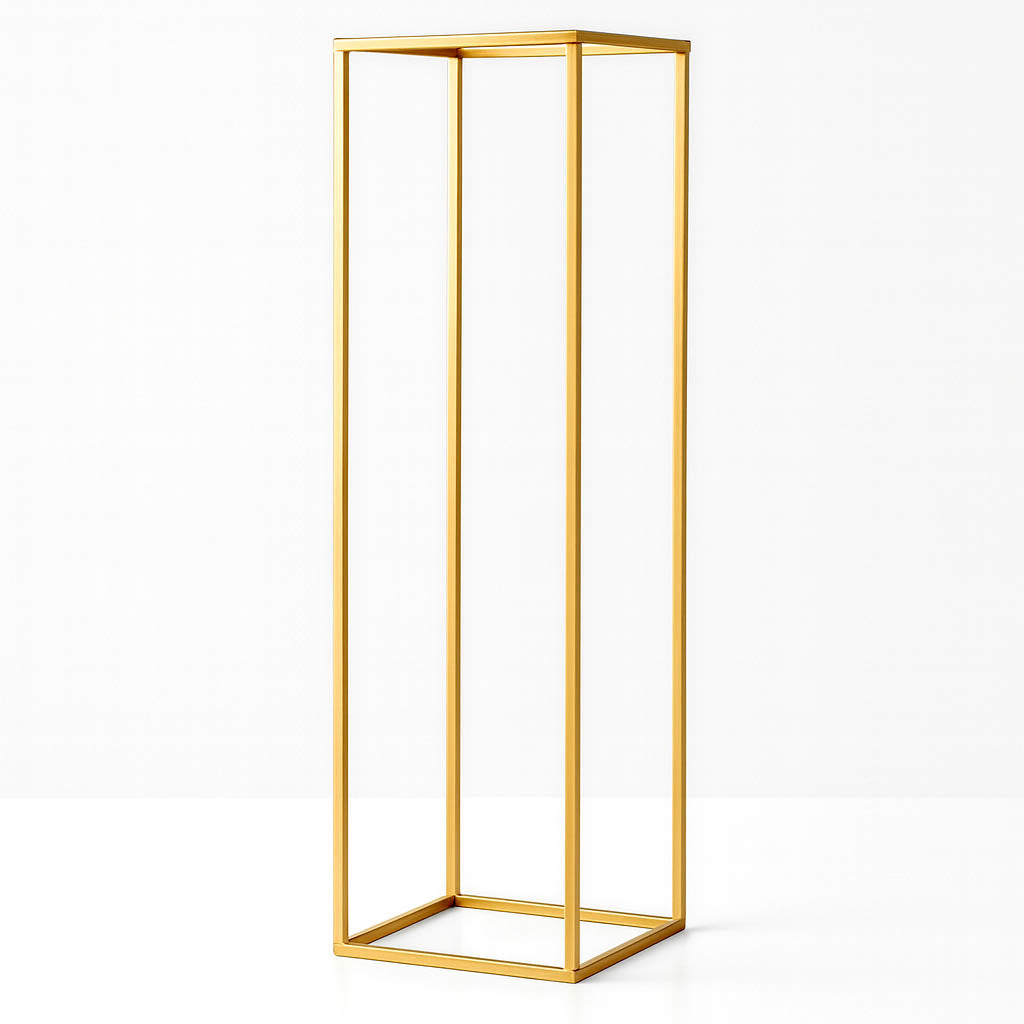 40" Gold Rectangular Metal Flower Stands – 2-Pack Geometric Column Frames for Stylish Flower Displays