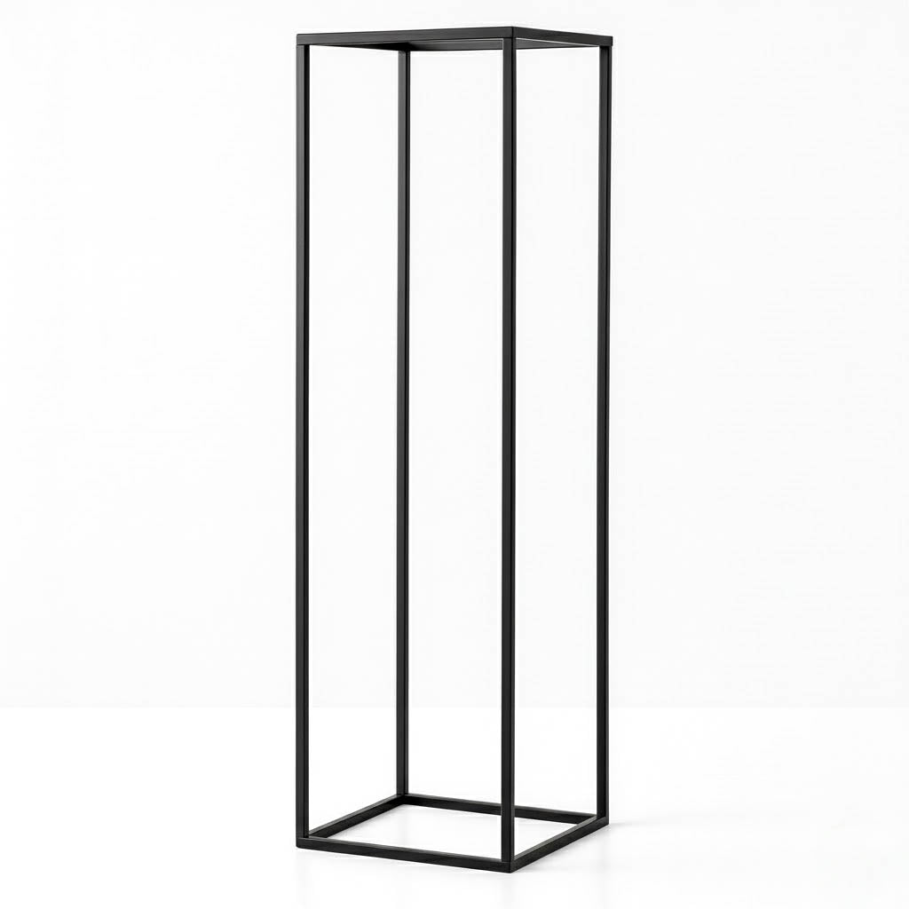 Matte Black 40" Rectangular Metal Flower Stands – 2-Pack Geometric Column Frames for Stylish Tablescapes