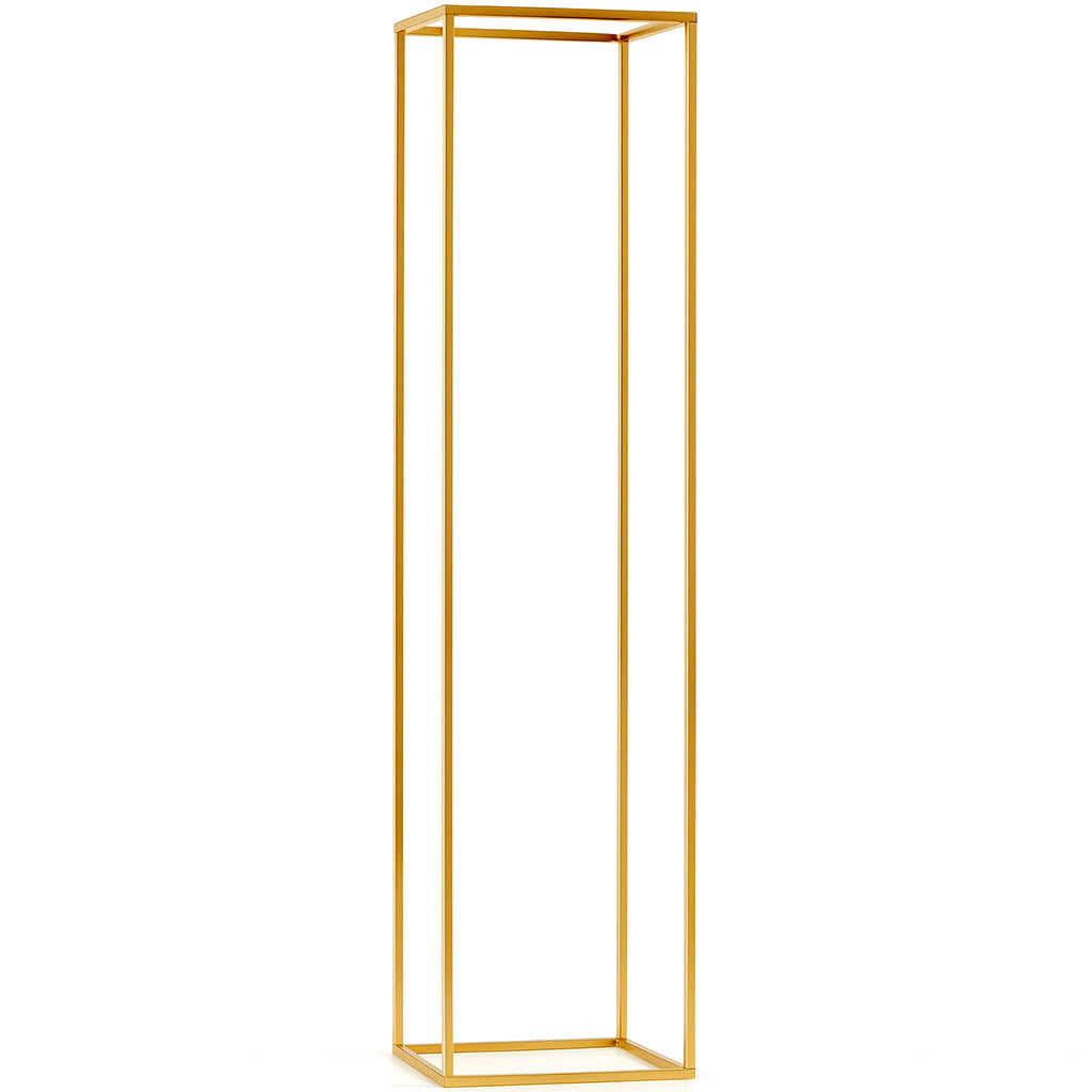 48" Gold Rectangular Metal Flower Stands – 2-Pack Geometric Column Frames for Stylish Flower Displays