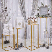 Four white acrylic square tops on gold frames with winter holiday decor - thumbnail number 6