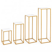 Set of four gold metal display stands topped with white square acrylic plexiglass plates - thumbnail number 2