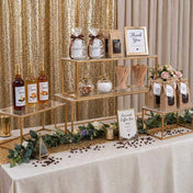 Multi-tiered clear acrylic and gold metal stands set up as a coffee bar display - thumbnail number 7