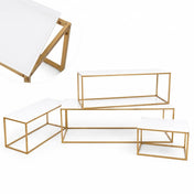Set of rectangular white acrylic and gold metal display stands in various sizes - thumbnail number 1