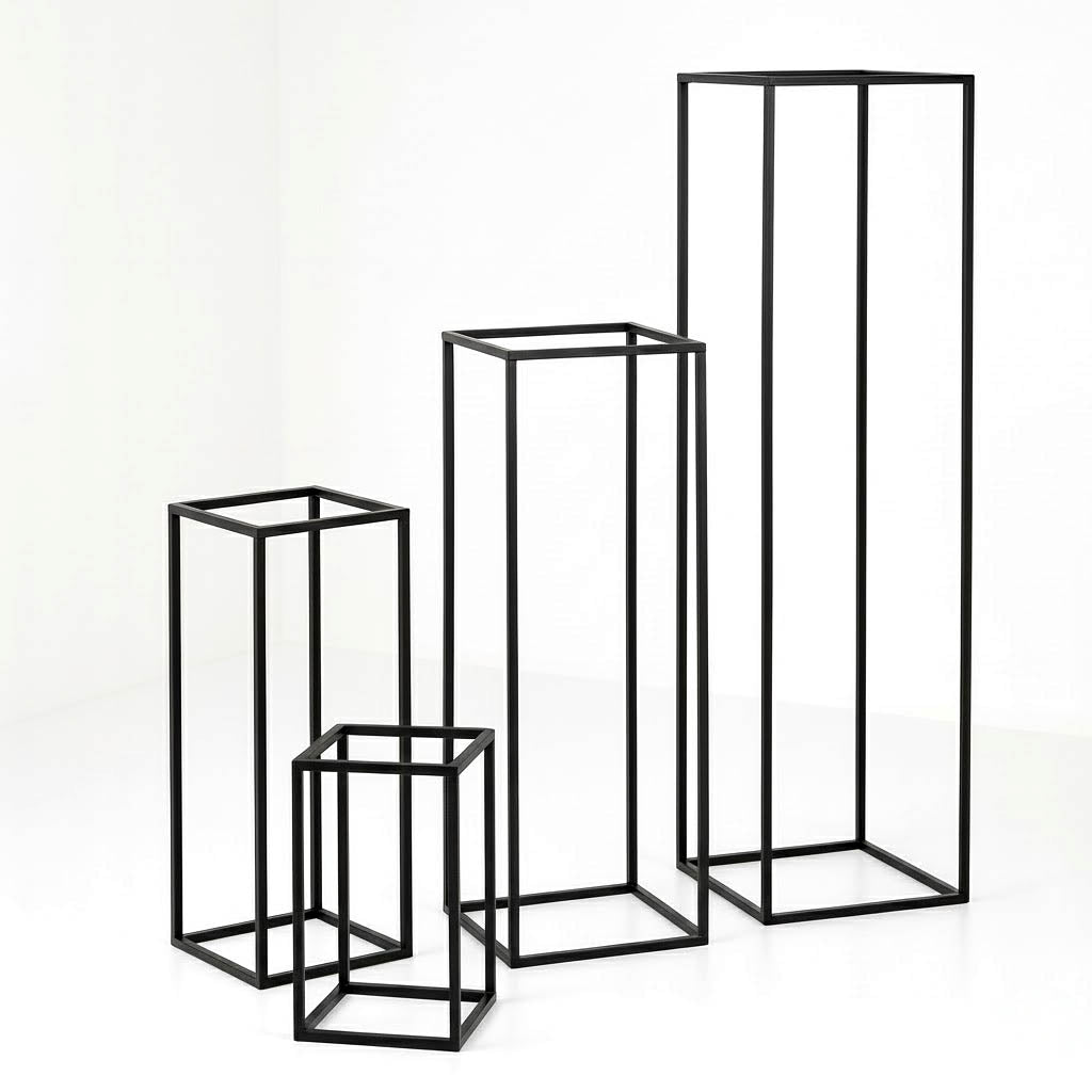 Matte Black Metal Flower Stands Set of 4 – 16", 24", 32", 40" Frames for Wedding Displays