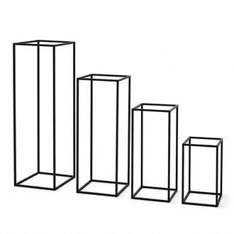 Matte Black Metal Flower Stands Set of 4 – 16", 24", 32", 40" Frames for Wedding Displays