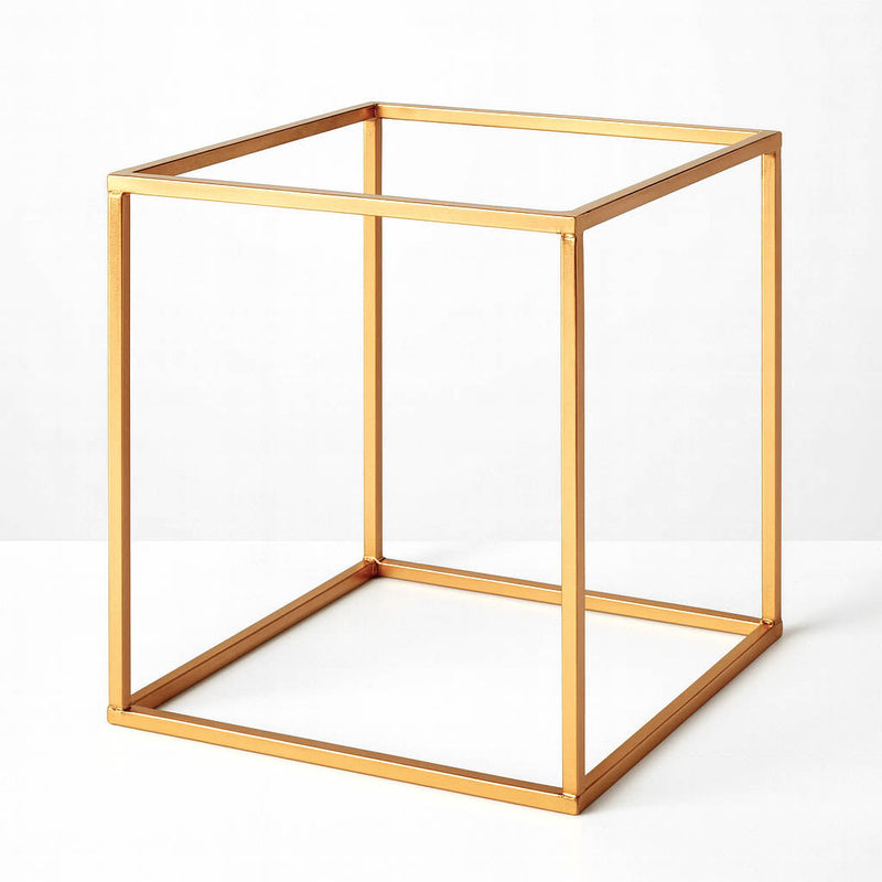Set of 2 Gold Metal Flower Stands 8" – Square Geometric Frame for Wedding Centerpiece Display - thumbnail number 1