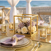 Set of 2 Gold Metal Flower Stands 8" – Square Geometric Frame for Wedding Centerpiece Display - thumbnail number 6