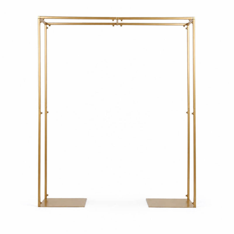 Gold metal over-the-table arch stand with flat base plates - thumbnail number 1
