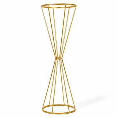 27 inch reversible gold metal dual cone stand for wedding centerpieces - thumbnail number 1