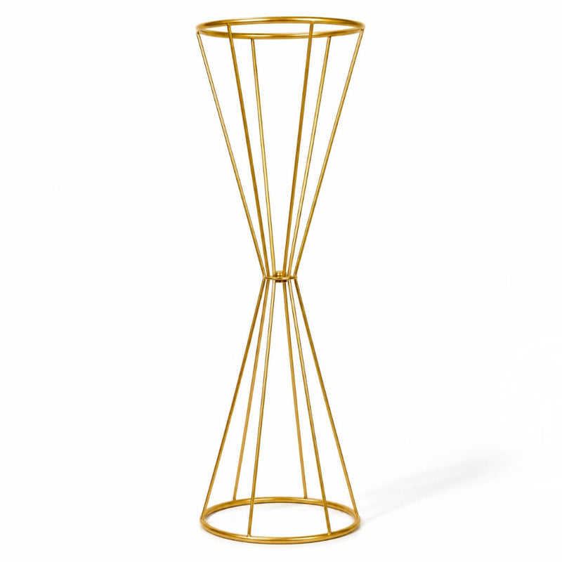 27 inch reversible gold metal dual cone stand for wedding centerpieces - thumbnail number 1