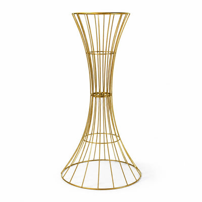36-inch gold metal wire trumpet centerpiece stand or reversible hourglass pedestal prop - thumbnail number 1