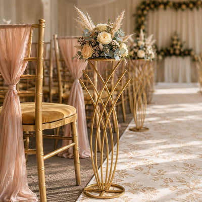 Gold mermaid tail stands with floral arrangements - thumbnail number 3