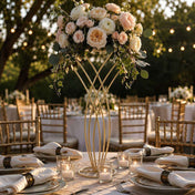 Gold mermaid tail centerpiece stand with pastel roses - thumbnail number 4