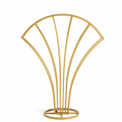 Scalloped Fan Shape Gold Metal Flower Frame 32" – Table Centerpiece Wedding Floral Display Stand - thumbnail number 1