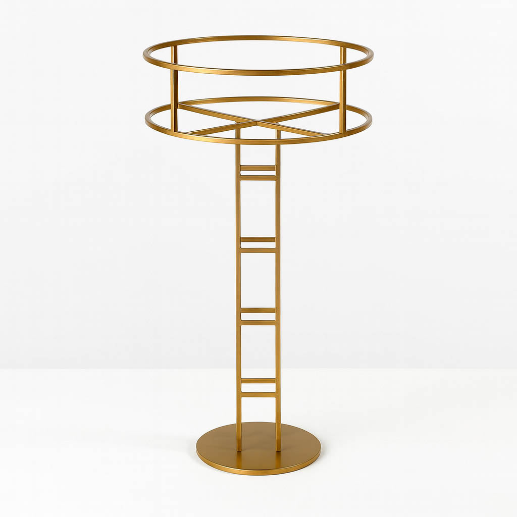 Grand Halo Top 46" Gold Metal Floral Riser – Open Frame Wedding Centerpiece Pedestal