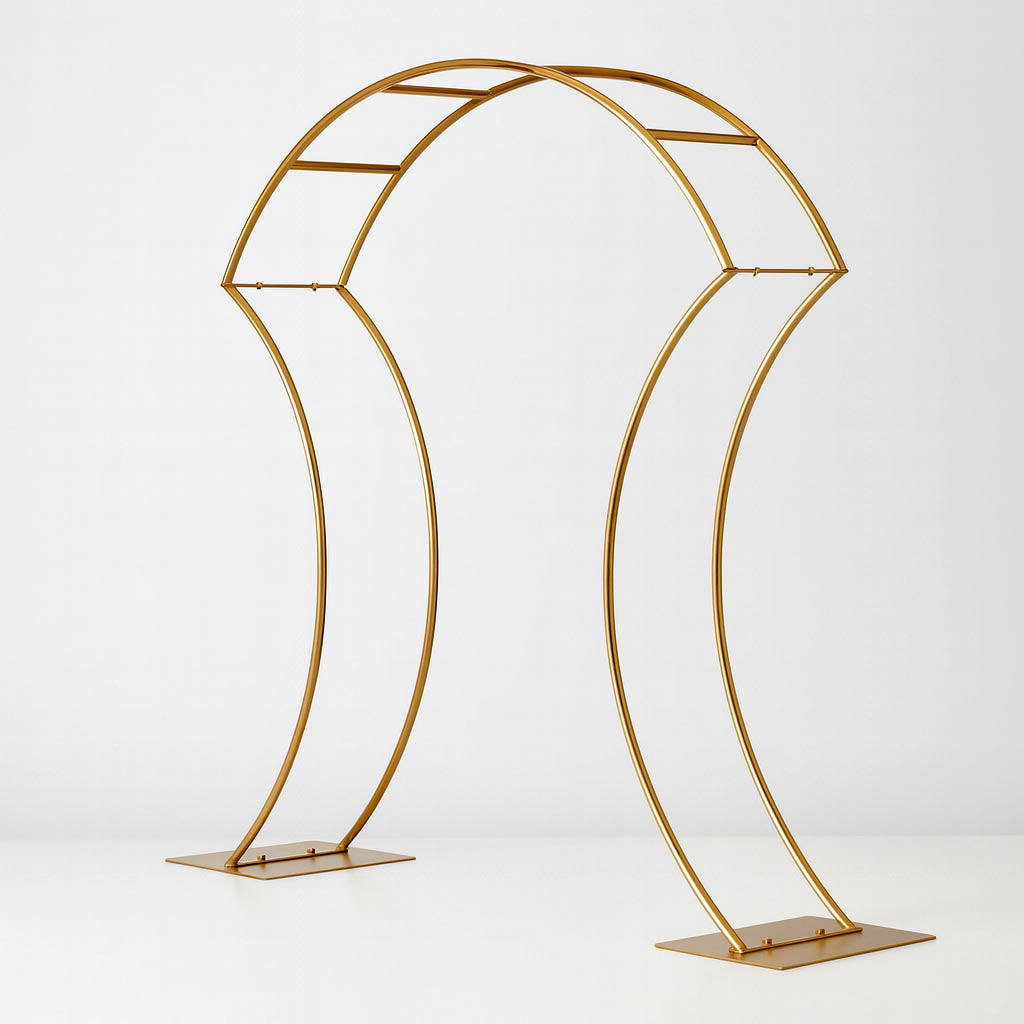 38" Curvy Design Gold Metal Floral Arch Frame – Wedding Table Centerpiece or Aisle Prop