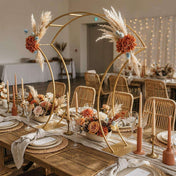 38" Curvy Design Gold Metal Floral Arch Frame – Wedding Table Centerpiece or Aisle Prop - thumbnail number 4
