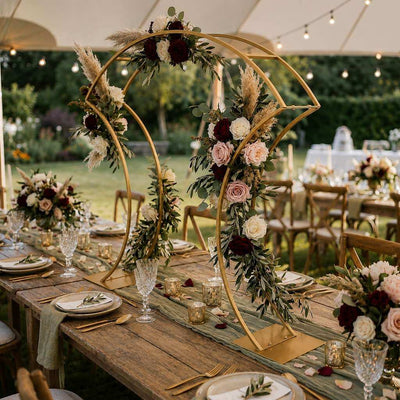 38" Curvy Design Gold Metal Floral Arch Frame – Wedding Table Centerpiece or Aisle Prop - thumbnail number 5