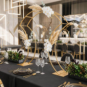 38" Curvy Design Gold Metal Floral Arch Frame – Wedding Table Centerpiece or Aisle Prop - thumbnail number 6