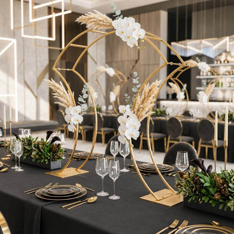 38" Curvy Design Gold Metal Floral Arch Frame – Wedding Table Centerpiece or Aisle Prop - thumbnail number 6