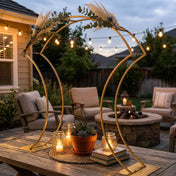 38" Curvy Design Gold Metal Floral Arch Frame – Wedding Table Centerpiece or Aisle Prop - thumbnail number 8