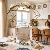 38" Curvy Design Gold Metal Floral Arch Frame – Wedding Table Centerpiece or Aisle Prop - thumbnail number 9