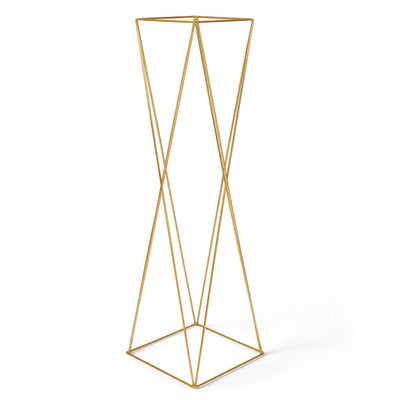 Gold metal geometric crisscross pedestal stand - thumbnail number 1