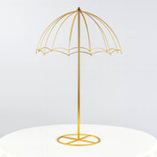 Elegant 42" Gold Metal Umbrella Flower Stand – Round Base Floral Frame Wedding Centerpiece - thumbnail number 1