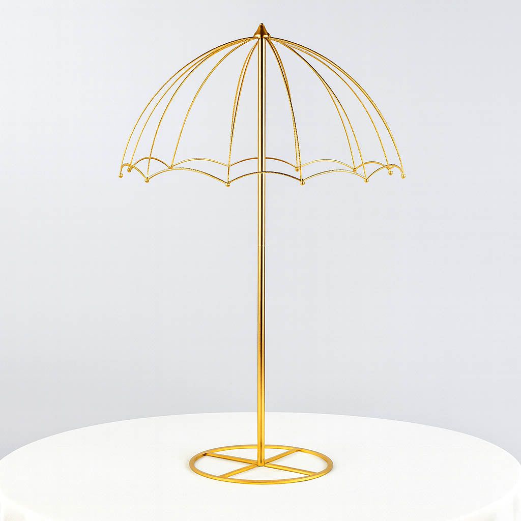 Elegant 42" Gold Metal Umbrella Flower Stand – Round Base Floral Frame Wedding Centerpiece