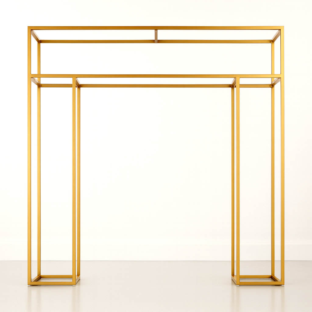 5ft Freestanding Over-the-Table Rod in Gold – Rectangular Double Frame Table Top Stand for Floral or Balloon Décor