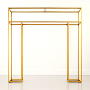 5ft Freestanding Over-the-Table Rod in Gold – Rectangular Double Frame Table Top Stand for Floral or Balloon Décor
