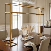 Gold metal over-table rectangular frame centerpiece stand on a dining table - thumbnail number 8