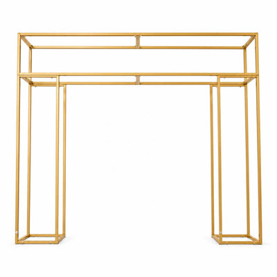 Gold metal 5ft freestanding over-table rectangular double frame stand - thumbnail number 1