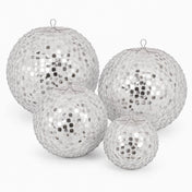 Set of four silver payette sequin hanging lanterns on white - thumbnail number 1