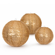 Set of three gold sequin hanging lanterns on a white background - thumbnail number 1
