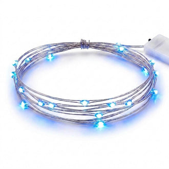 20 LED Starry Bright String Lights 90" Micro Fairy Lights Light Blue - Battery Operated