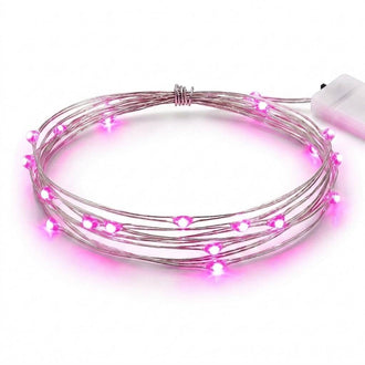 20 LED Starry Bright String Lights 90" Micro Fairy Lights Fuchsia - Battery Operated
