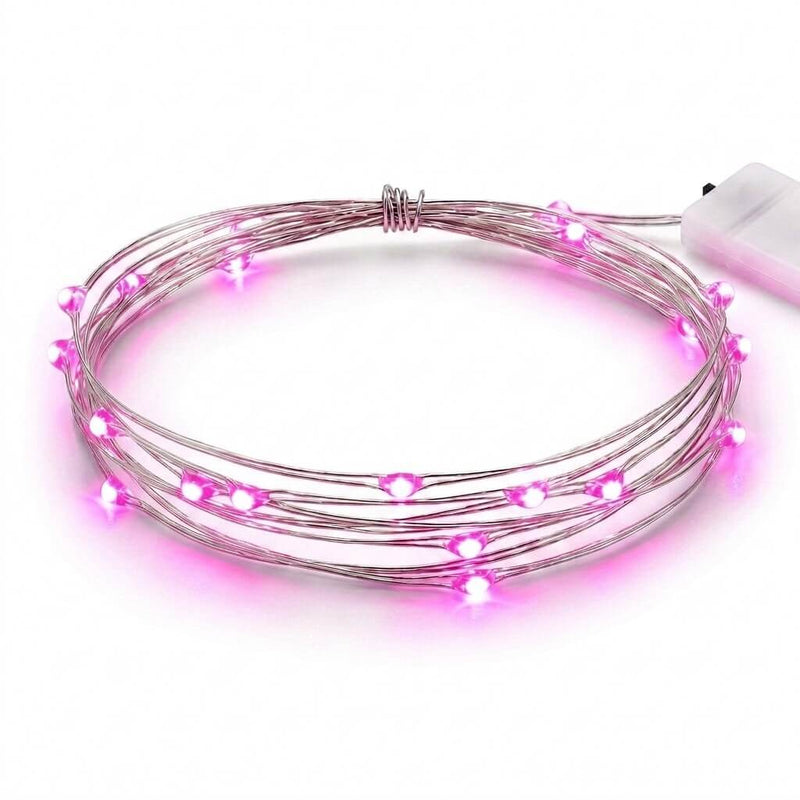 20 LED Starry Bright String Lights 90" Micro Fairy Lights Fuchsia - Battery Operated - thumbnail number 1
