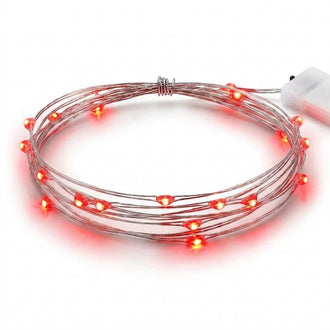 20 LED Starry Bright String Lights 90" Micro Fairy Lights Red - Battery Operated