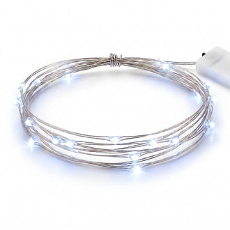 20 LED Starry Bright String Lights 90" Micro Fairy Lights White - Battery Operated for Party Décor