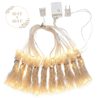 Warm White 300 LED Icicle Curtain String Lights 10ft with 8 Modes & Inline Memory Controller