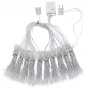 10ft by 10ft cool white LED curtain fairy lights with plug and controller isolated on white - thumbnail number 1