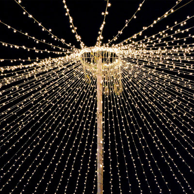 Warm White 1200 LED Curtain String Lights with 8 Modes & Inline Memory Controller, Plug-In End-to-End Connectable Fairy Lights for Indoor Outdoor Use - 10ftx40ft