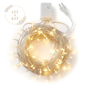 Coiled 5ft x 8ft warm white LED curtain string lights with plug and controller - thumbnail number 1