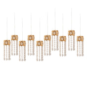 Warm white LED crystal string lights with gold oval frames and hanging teardrop pendants - thumbnail number 1