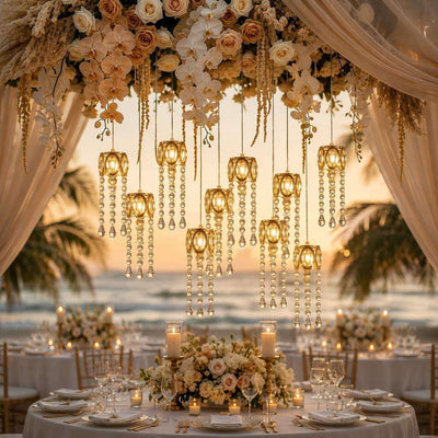 LED Crystal String Lights, Gold Oval Frame with Hanging Teardrop Pendants, Warm White Plug-in Chandelier Décor - thumbnail number 5