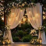 LED Crystal String Lights, Gold Oval Frame with Hanging Teardrop Pendants, Warm White Plug-in Chandelier Décor - thumbnail number 6