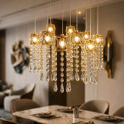 LED Crystal String Lights, Gold Oval Frame with Hanging Teardrop Pendants, Warm White Plug-in Chandelier Décor - thumbnail number 10