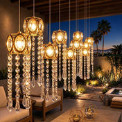 LED Crystal String Lights, Gold Oval Frame with Hanging Teardrop Pendants, Warm White Plug-in Chandelier Décor - thumbnail number 11